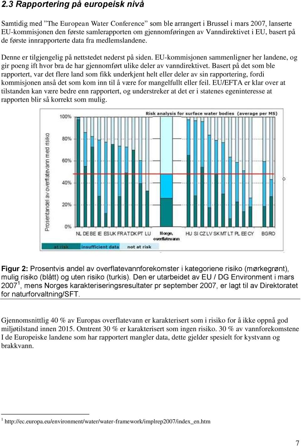 EU-kommisjonen sammenligner her landene, og gir poeng ift hvor bra de har gjennomført ulike deler av vanndirektivet.