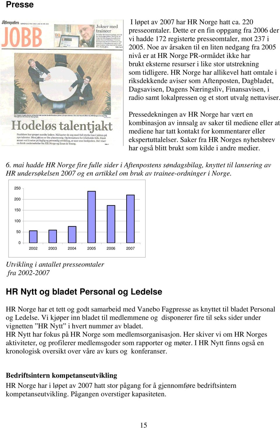 HR Norge har allikevel hatt omtale i riksdekkende aviser som Aftenposten, Dagbladet, Dagsavisen, Dagens Næringsliv, Finansavisen, i radio samt lokalpressen og et stort utvalg nettaviser.