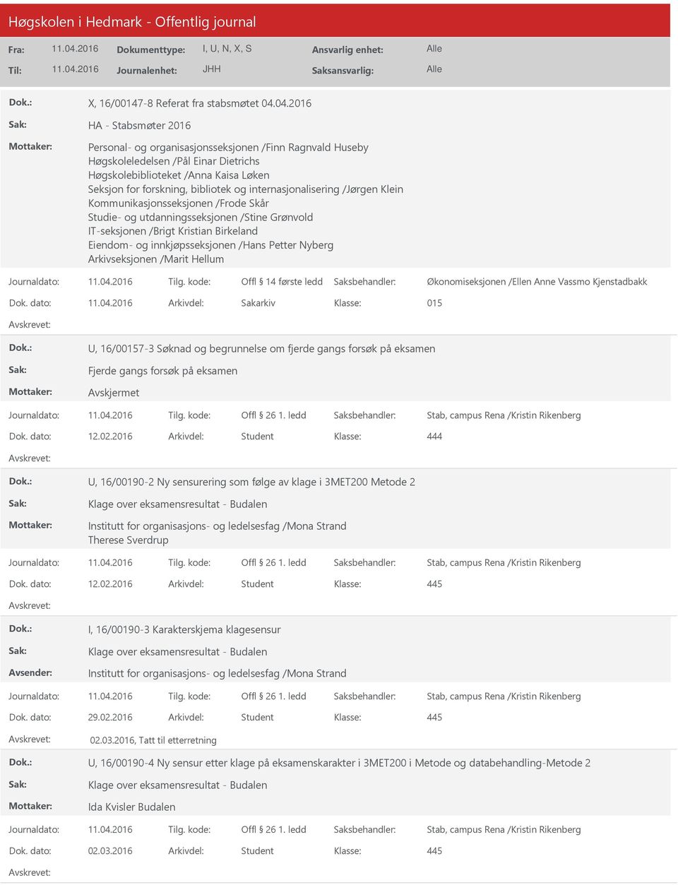 internasjonalisering /Jørgen Klein Kommunikasjonsseksjonen /Frode Skår Studie- og utdanningsseksjonen /Stine Grønvold IT-seksjonen /Brigt Kristian Birkeland Eiendom- og innkjøpsseksjonen /Hans Petter