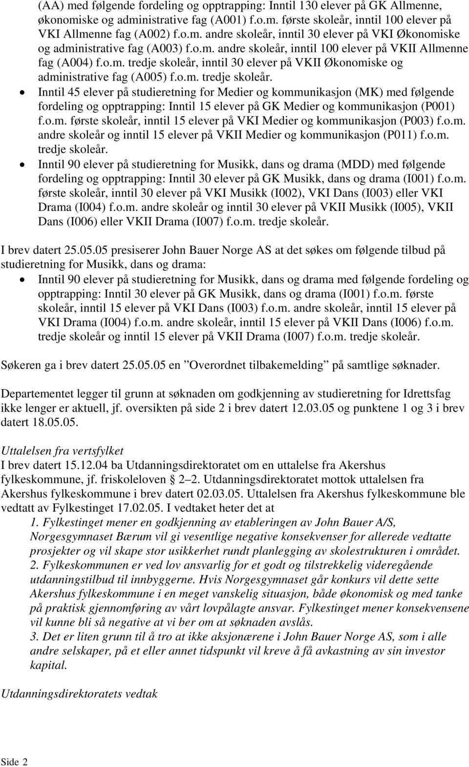 inntil 30 elever på VKII Økonomiske og administrative fag (A005) f.o.m. tredje skoleår.