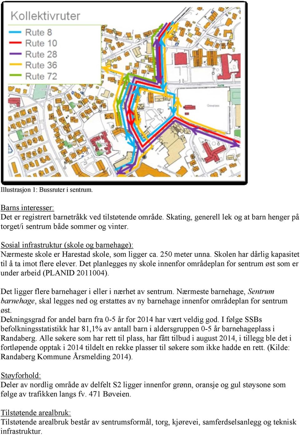 Det planlegges ny skole innenfor områdeplan for sentrum øst som er under arbeid (PLANID 2011004). Det ligger flere barnehager i eller i nærhet av sentrum.