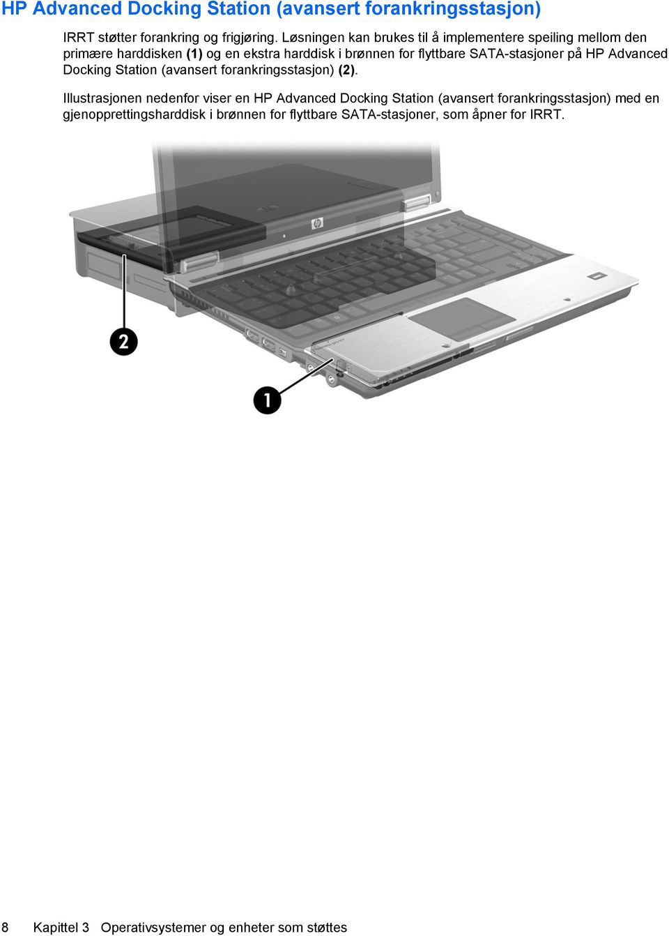 SATA-stasjoner på HP Advanced Docking Station (avansert forankringsstasjon) (2).