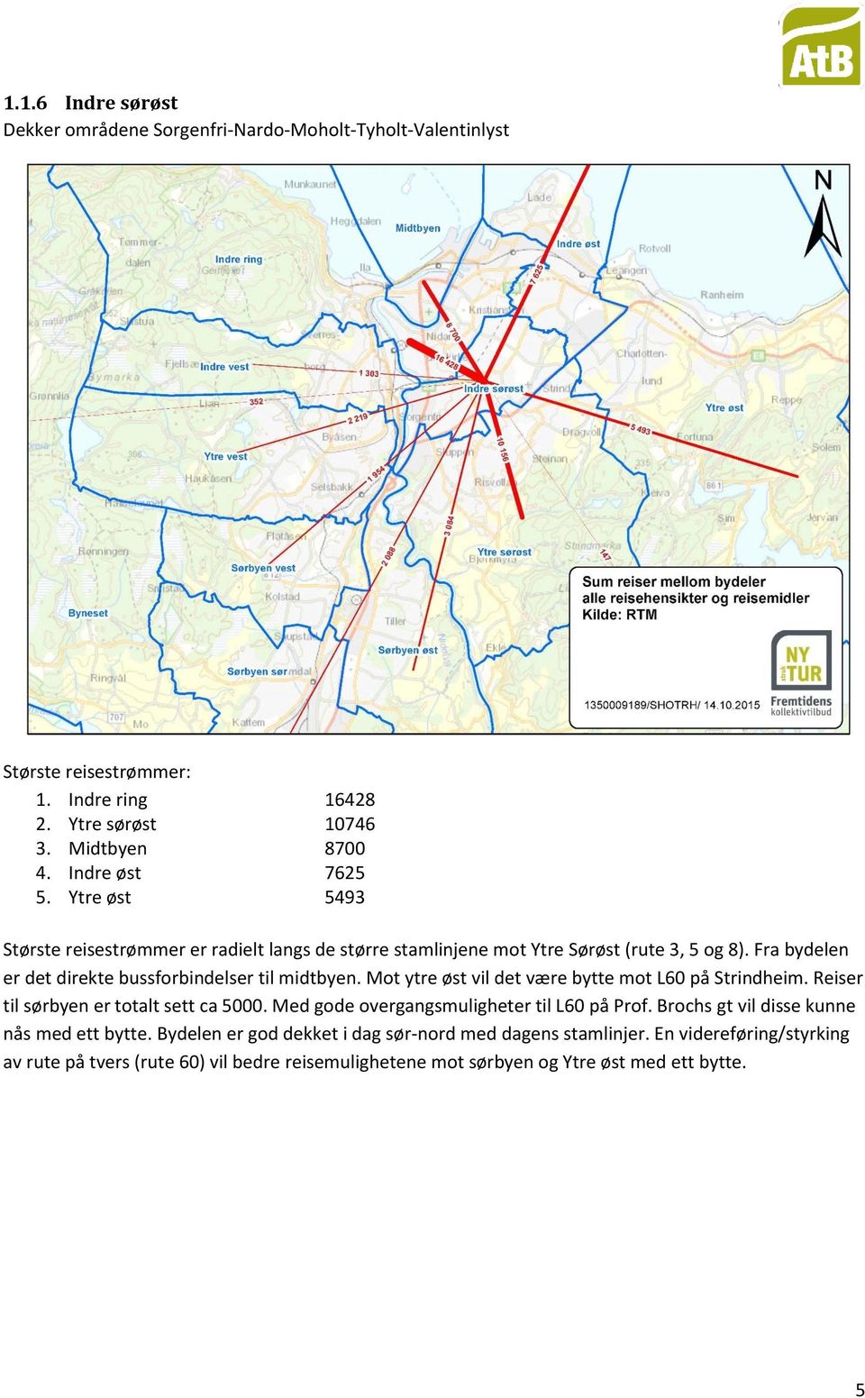 Mot ytre øst vil det være bytte mot L60 på Strindheim. Reiser til sørbyen er totalt sett ca 5000. Med gode overgangsmuligheter til L60 på Prof.