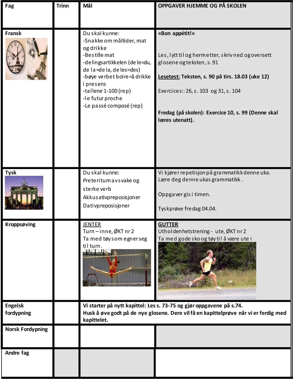 04 Fredag (på skolen): Exercice 0, s. 99 (Denne skal læres utenatt).