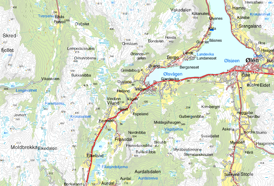 4 Området og utbyggingsplanene 4.1 OMRÅDEBESKRIVELSE Planområdet for Bukkanibba vindkraftverk omfatter fjellpartiene Lempedalsnuten og Bukkanibba og ligger om lag tre kilometer vest for Ølensvåg.