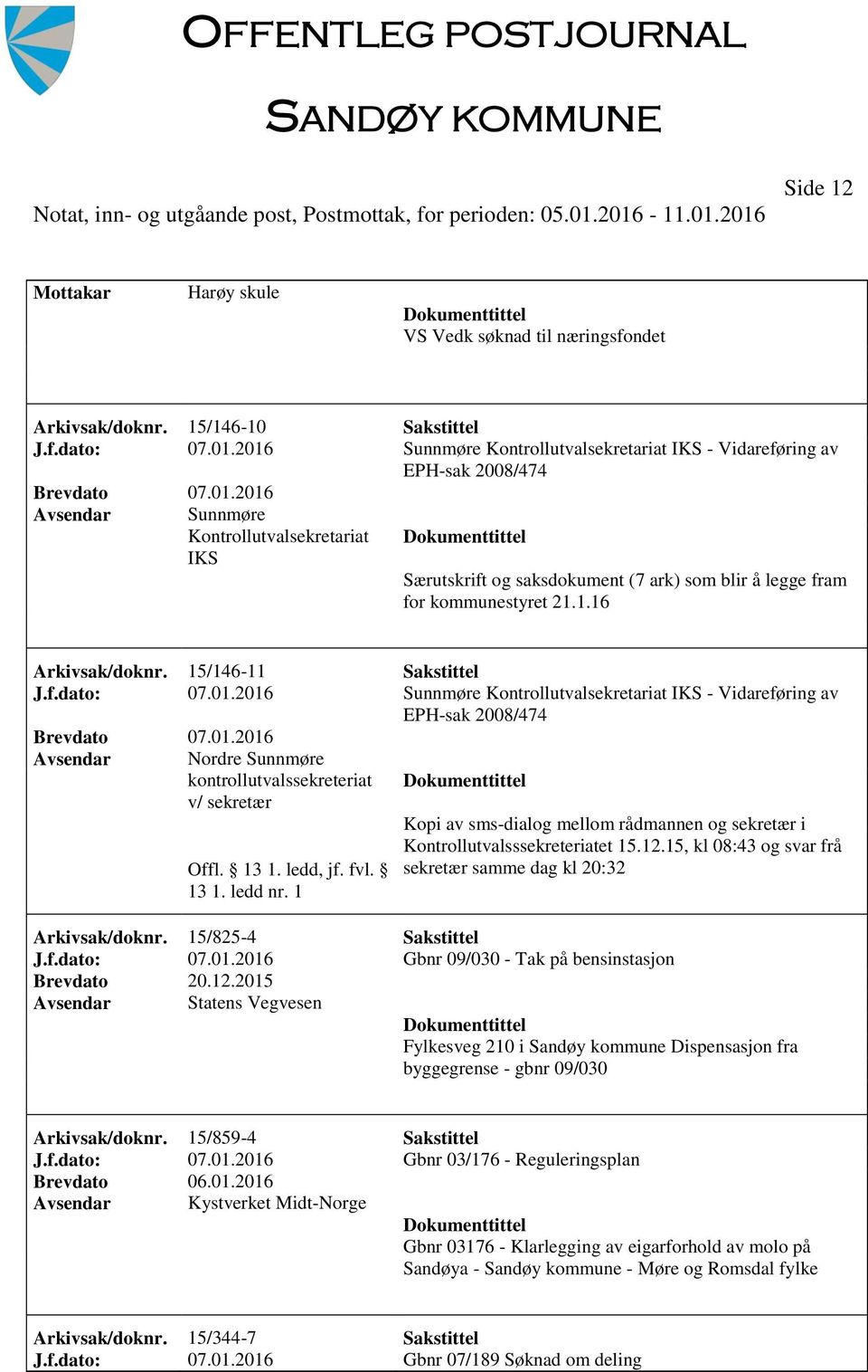 15/146-11 Sakstittel J.f.dato: 07.01.