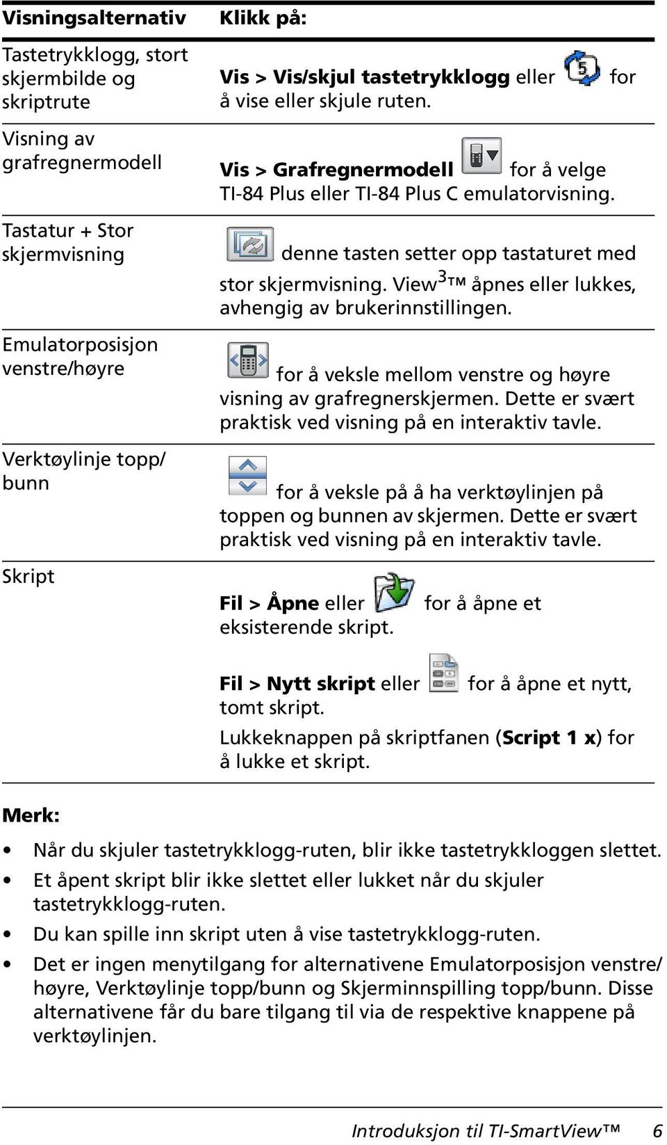 View 3 åpnes eller lukkes, avhengig av brukerinnstillingen. Emulatorposisjon venstre/høyre for å veksle mellom venstre og høyre visning av grafregnerskjermen.