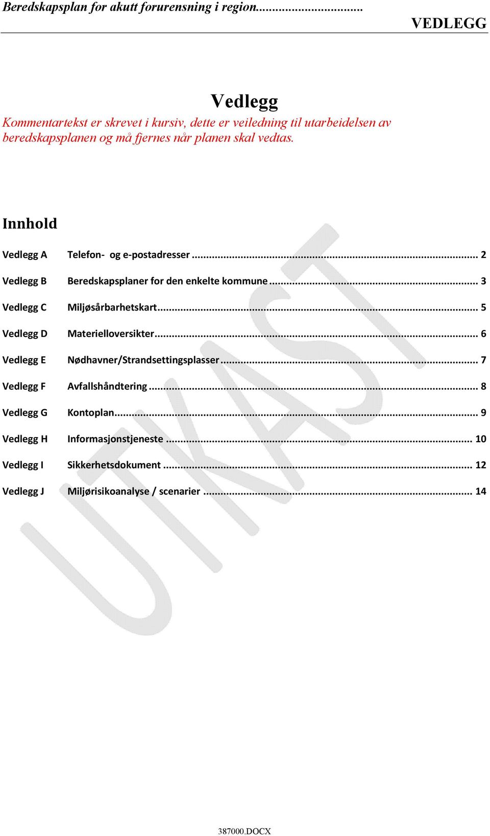 .. 3 Vedlegg C Miljøsårbarhetskart... 5 Vedlegg D Materielloversikter... 6 Vedlegg E Nødhavner/Strandsettingsplasser.