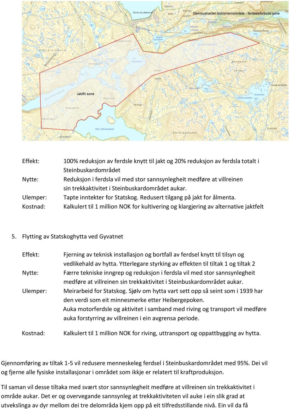 Kalkulert til 1 million NOK for kultivering og klargjering av alternative jaktfelt 5.