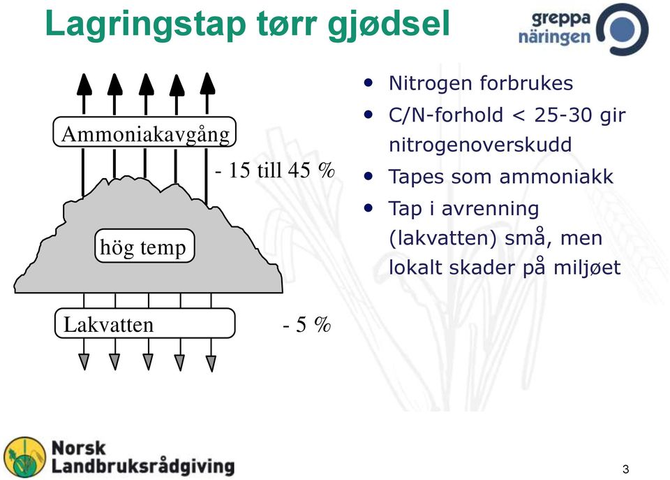 nitrogenoverskudd Tapes som ammoniakk Tap i avrenning