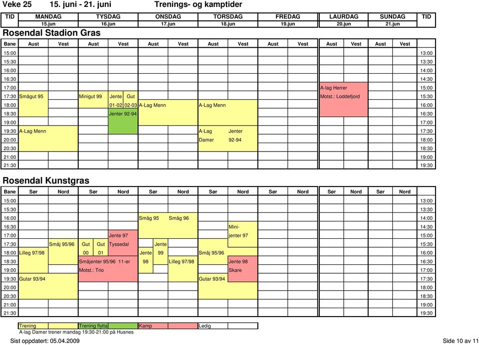 : Loddefjord 15:30 18:30 Jenter 92-94 16:30 19:00 17:00 Sør Nord 16:30 Mini- 14:30 17:00 Jente 97 jenter 97 15:00 17:30 Småj