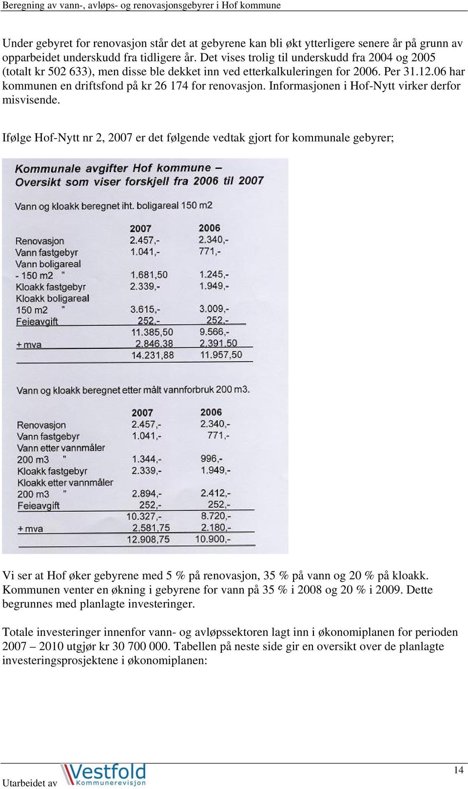 Informasjonen i Hof-Nytt virker derfor misvisende.