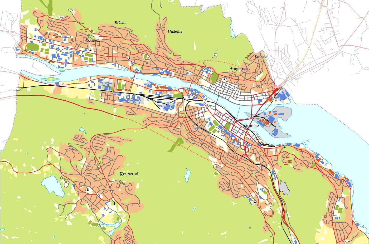 Omtale av noen utvalgte områder Drammen travbane Ø