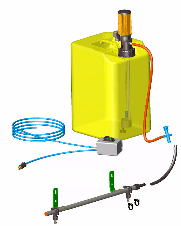 Innstilling - manuell pumpe Leveringsmengder for manuell pumpe Bommen med de to justerbare sprede-dysene monteres enten under draget foran pickup-systemet eller over selve innmatingsorganet.