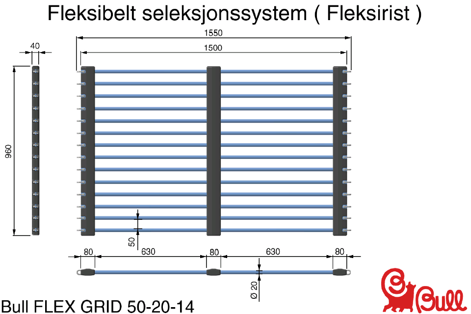 Testing av håndteringsegenskapene til Flexirist i snurrevad 13 Fleksibelt seleksjonssystem (Flexirist, Snurrevad versjon) 1340mm