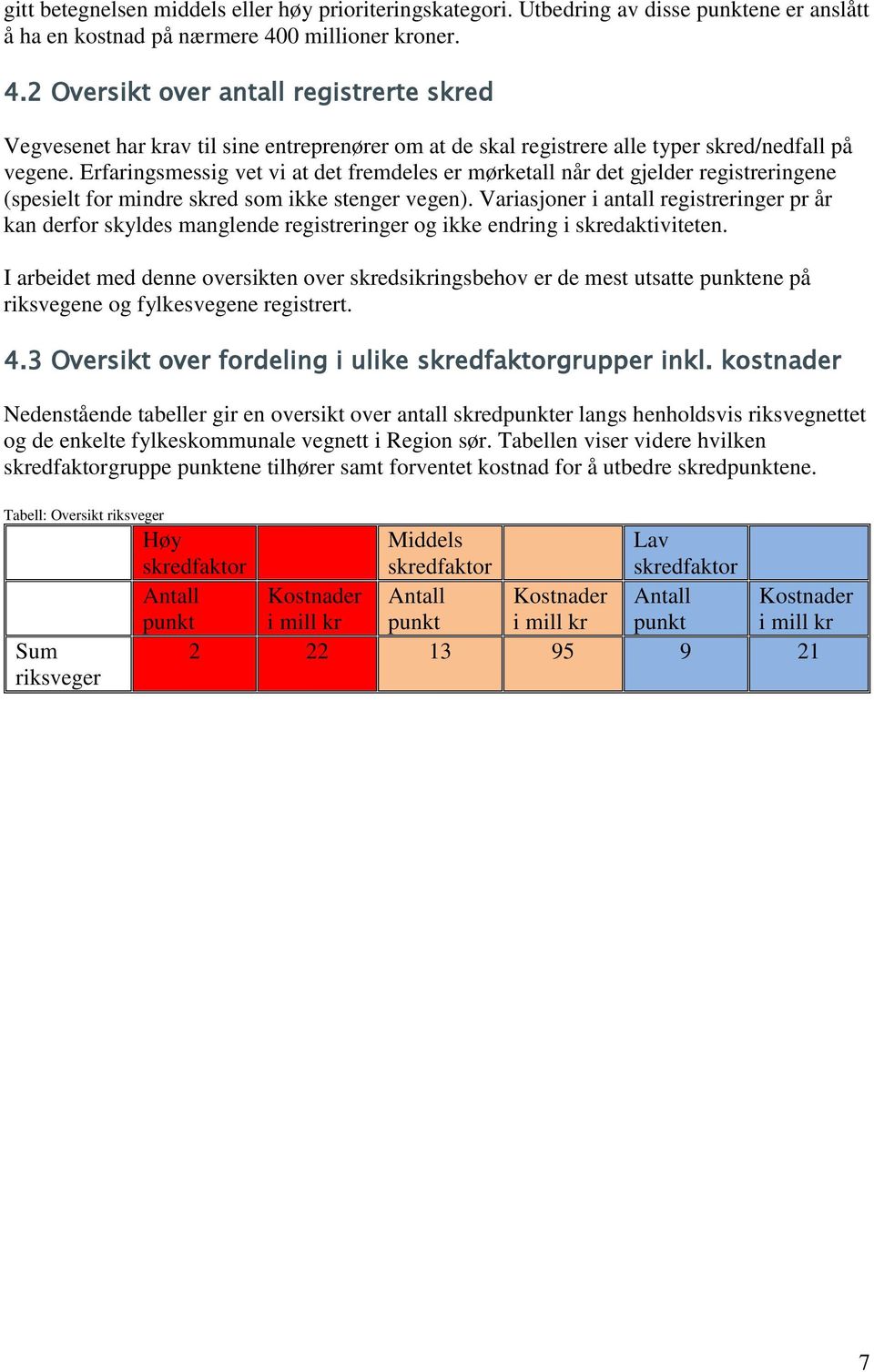 Erfaringsmessig vet vi at det fremdeles er mørketall når det gjelder registreringene (spesielt for mindre skred som ikke stenger vegen).