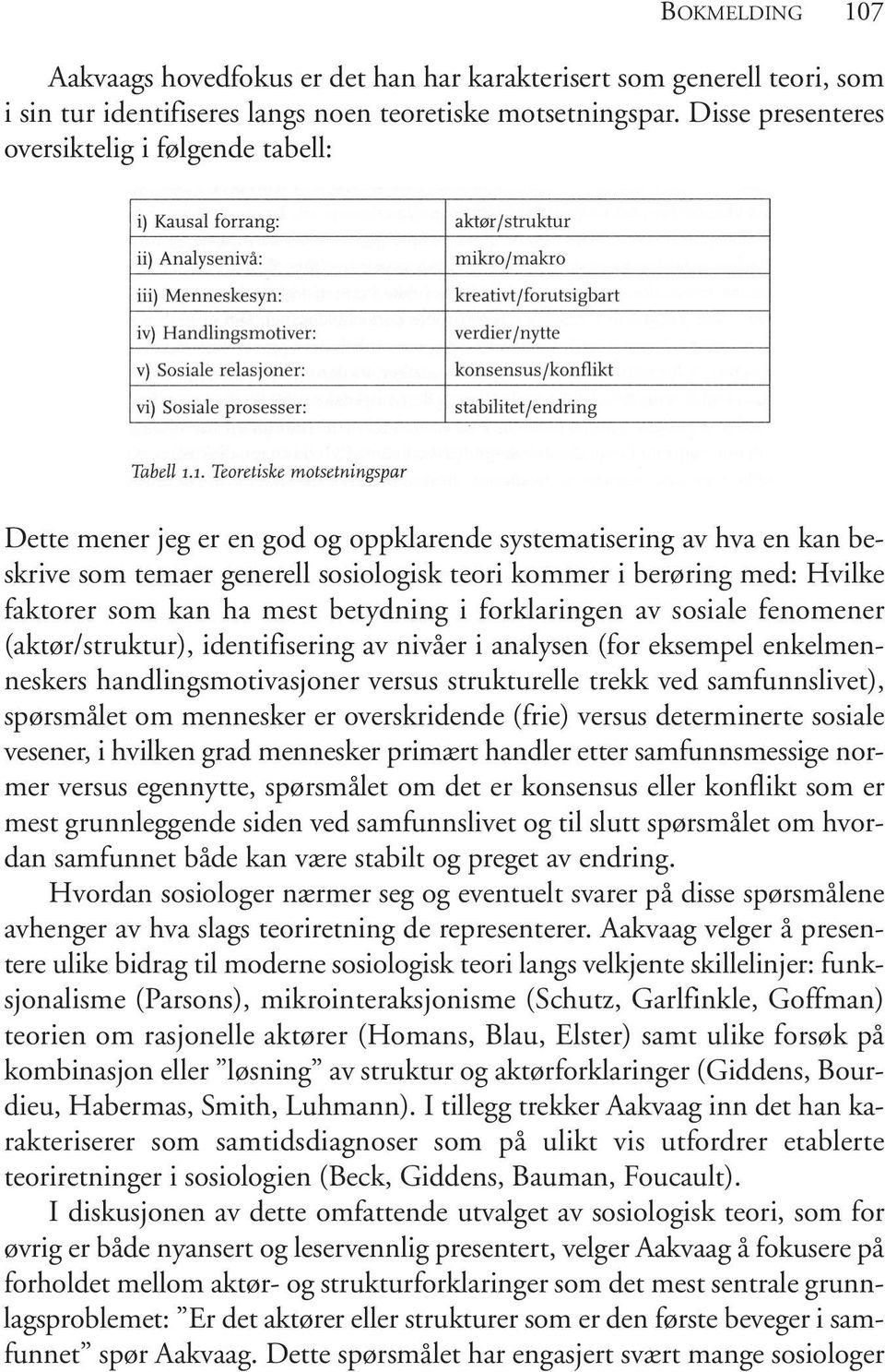 faktorer som kan ha mest betydning i forklaringen av sosiale fenomener (aktør/struktur), identifisering av nivåer i analysen (for eksempel enkelmenneskers handlingsmotivasjoner versus strukturelle