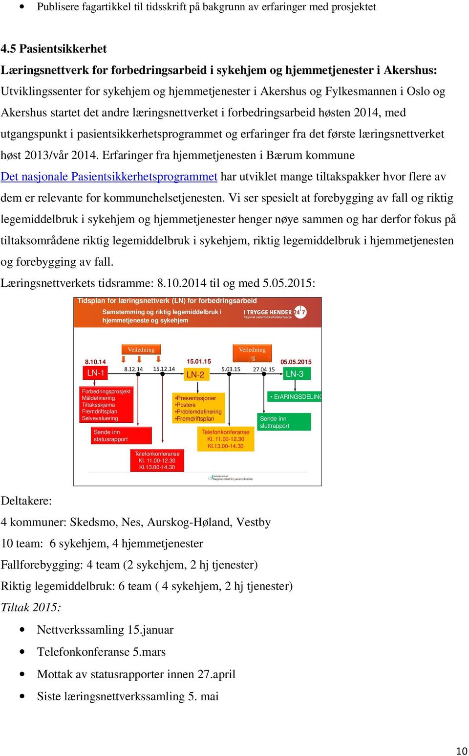 startet det andre læringsnettverket i forbedringsarbeid høsten 2014, med utgangspunkt i pasientsikkerhetsprogrammet og erfaringer fra det første læringsnettverket høst 2013/vår 2014.