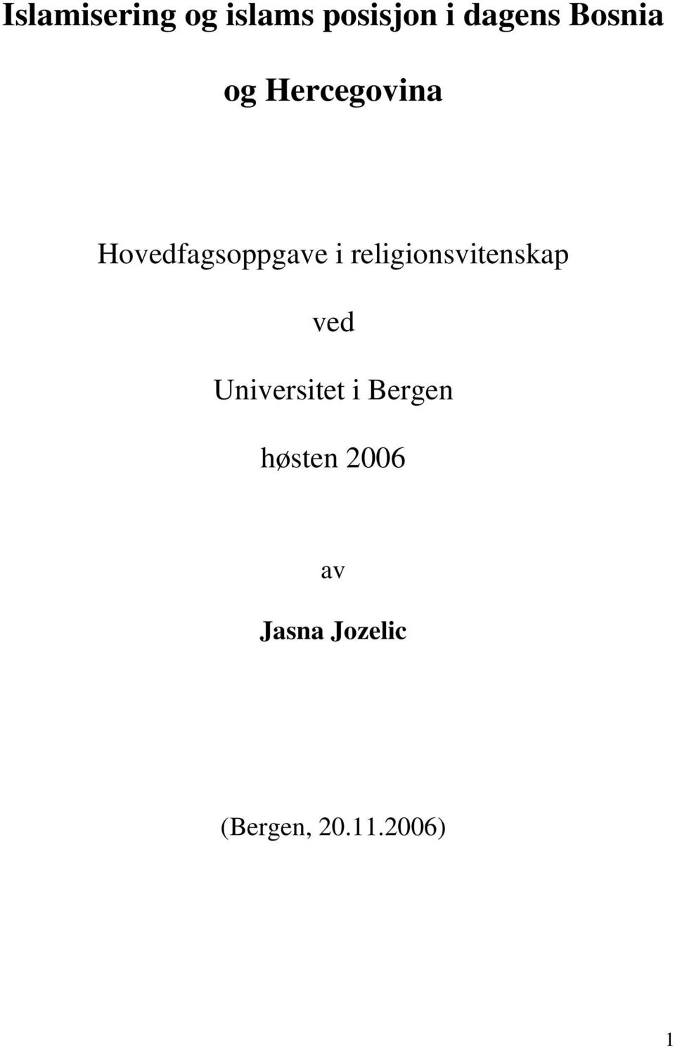 religionsvitenskap ved Universitet i Bergen