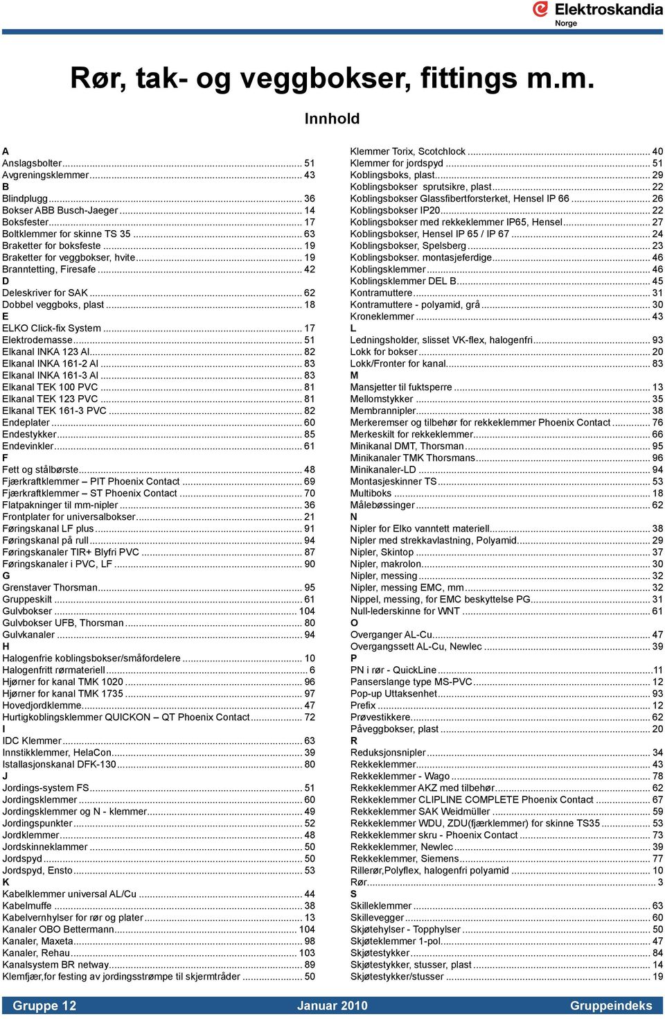 .. 17 Elektrodemasse... 51 Elkanal INKA 123 Al... 82 Elkanal INKA 161-2 Al... 83 Elkanal INKA 161-3 Al... 83 Elkanal TEK 100 PVC... 81 Elkanal TEK 123 PVC... 81 Elkanal TEK 161-3 PVC... 82 Endeplater.