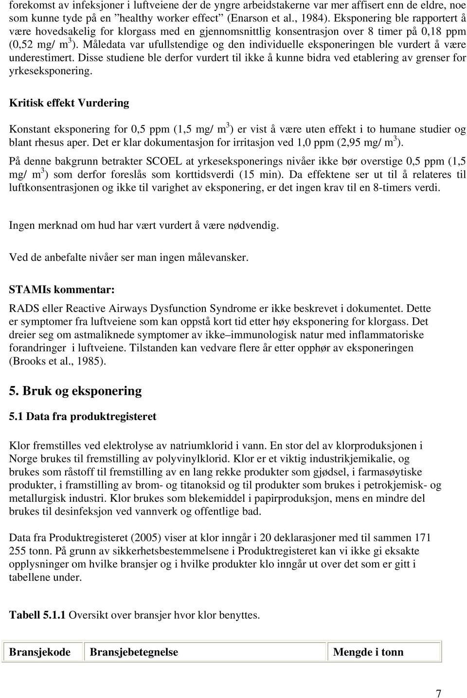 Måledata var ufullstendige og den individuelle eksponeringen ble vurdert å være underestimert. Disse studiene ble derfor vurdert til ikke å kunne bidra ved etablering av grenser for yrkeseksponering.