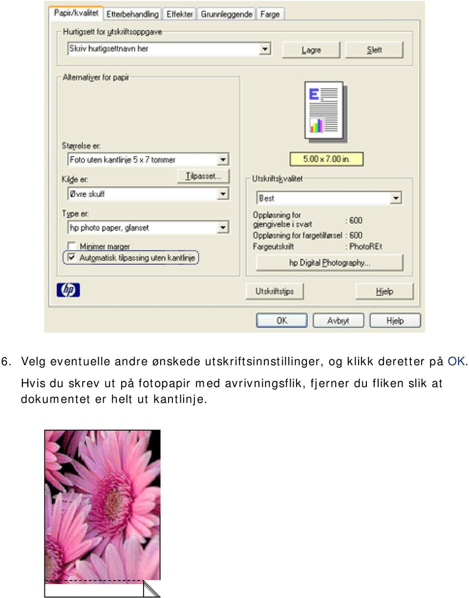 Hvis du skrev ut på fotopapir med