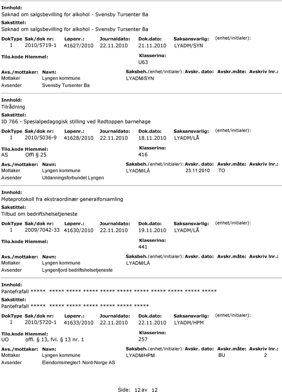 /mottaker: Navn: Saksbeh. Avskr. dato: Avskr.måte: Avskriv lnr.: 23.11.