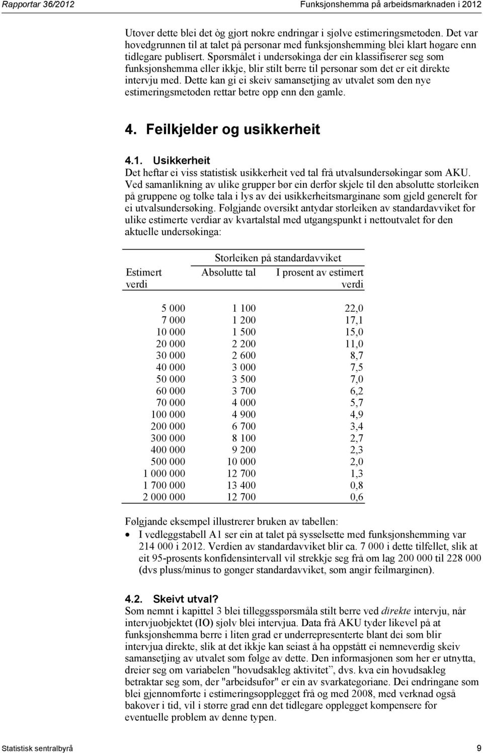 Spørsmålet i undersøkinga der ein klassifiserer seg som funksjonshemma eller ikkje, blir stilt berre til personar som det er eit direkte intervju med.