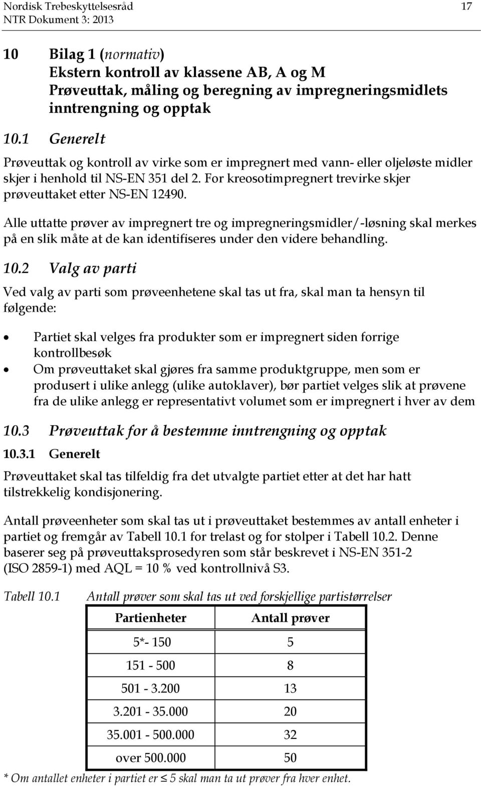 Alle uttatte prøver av impregnert tre og impregneringsmidler/-løsning skal merkes på en slik måte at de kan identifiseres under den videre behandling. 10.