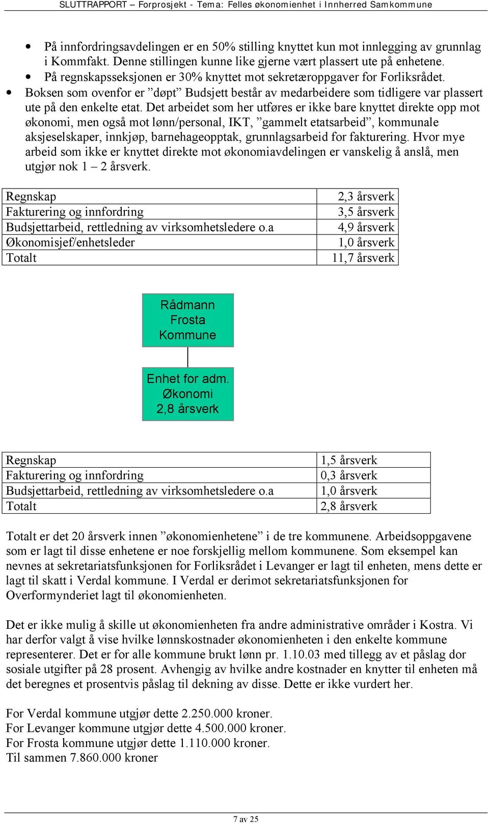 Det arbeidet som her utføres er ikke bare knyttet direkte opp mot økonomi, men også mot lønn/personal, IKT, gammelt etatsarbeid, kommunale aksjeselskaper, innkjøp, barnehageopptak, grunnlagsarbeid