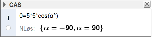 6.117 Vi setter ( u, v ) = α. D får vi 7 = 5 osα. Vi løser likningen i CAS: Vi ser t ( u, v ) = 45,57. Vi setter ( u, v ) = α. D får vi 1 = 10 3 osα.