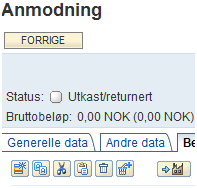 Innkjøpsverktøyet har sine egne knapper Før markøren over ikonene og du får svar på hva de gjør 1. Legg til bestillingslinje 2. Kopier 3. Klipp ut 4.