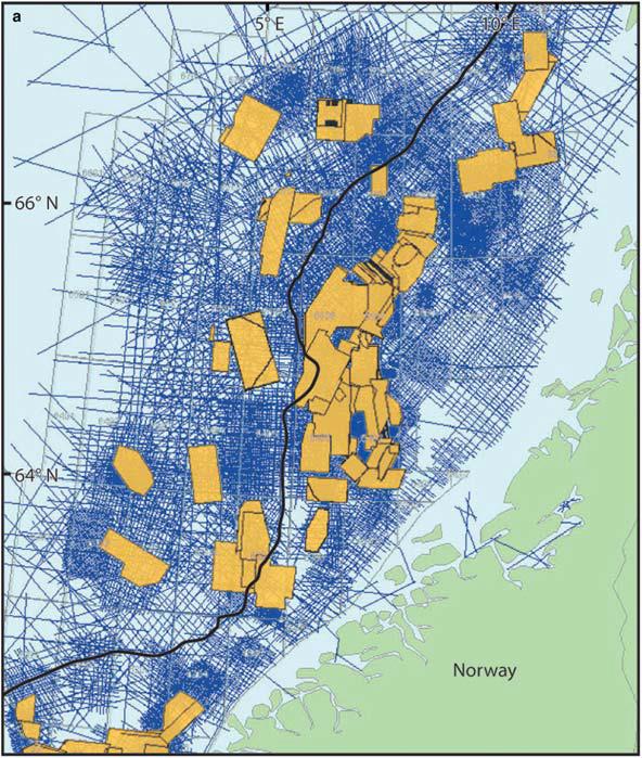 Seismikk database - Mid Norwegian shelf - publisert data Dekning av 2D og 3D seismiske