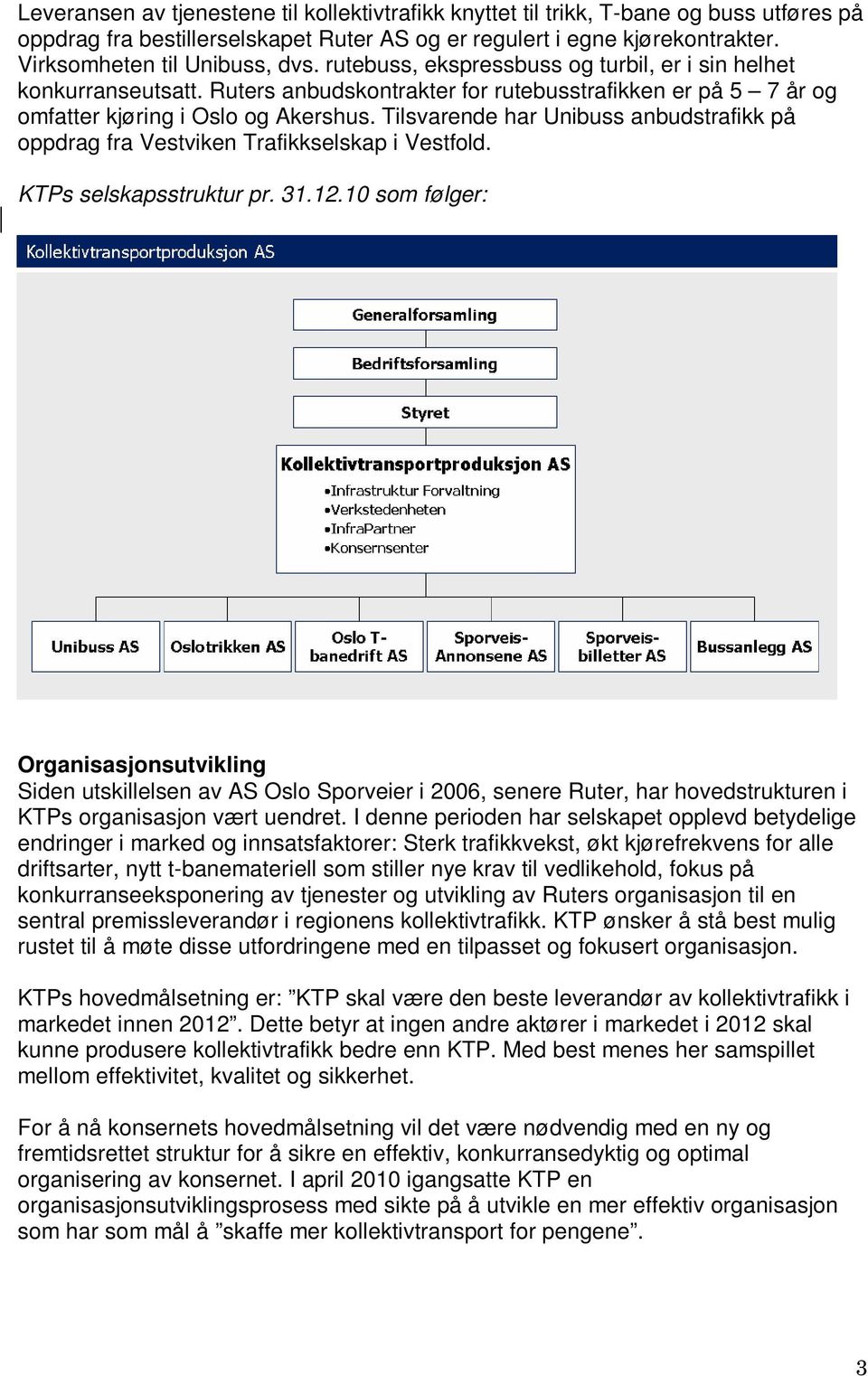 Tilsvarende har Unibuss anbudstrafikk på oppdrag fra Vestviken Trafikkselskap i Vestfold. KTPs selskapsstruktur pr. 31.12.