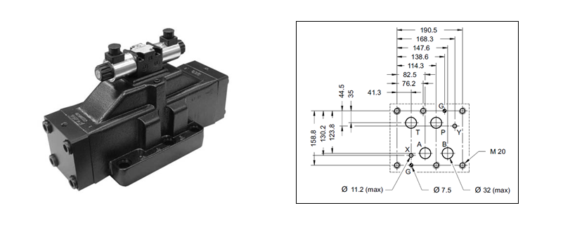 Ventiler Retningsventiler Cetop 10 pilot operert/elektrisk DSP10 on/off spenning AC/DC, Qmaks 1100 l/min DU3414400028 Retn.