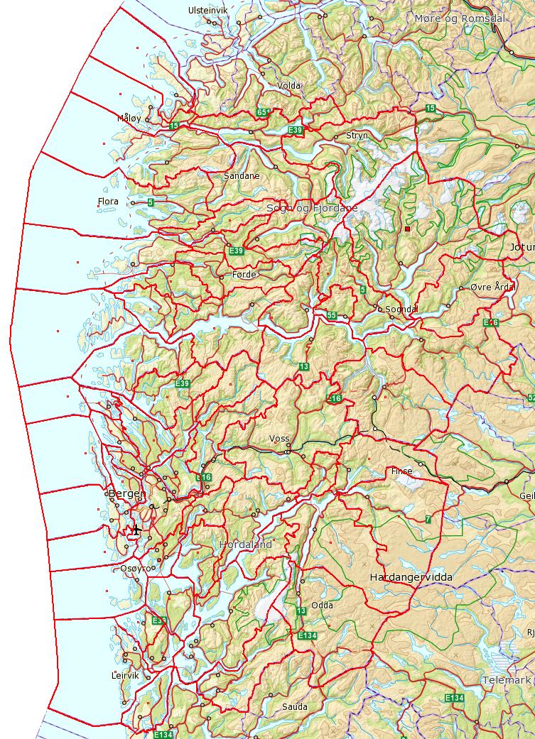 Hordaland og Sogn og Fjordane 59 kommuner (33 i Hordaland, 26 i