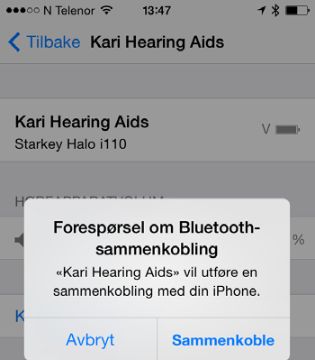 Når ios enheten søker etter høreapparatene, åpne og lukk batteriskuffen på dine høreapparater (dette setter apparatene i sammenkoblings modus). 4a.