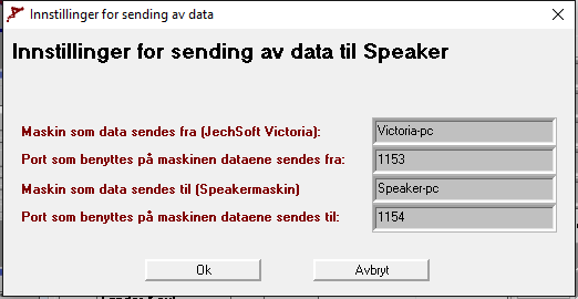 Vindu Resultater 1. Send tider til speaker 1. Innstillinger 2.