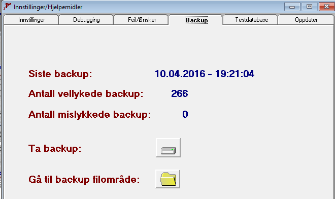 Kopiering av databasefiler til annen pc Ta backup av databasefilene i Victoria Gå til backup filområde Fra siste backup mappe kopieres filene