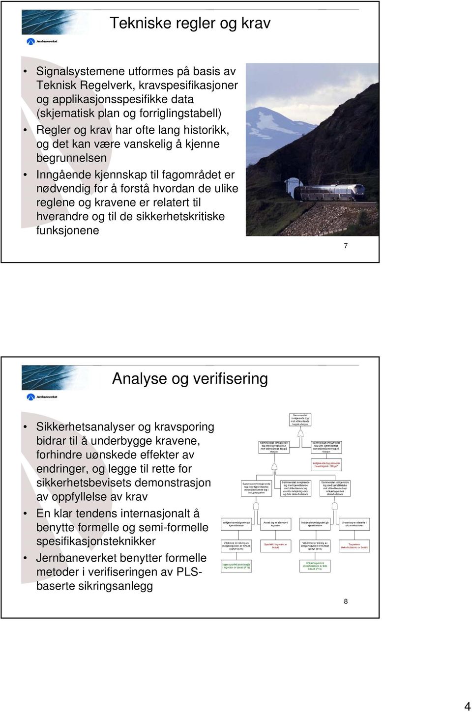 sikkerhetskritiske funksjonene 7 Analyse og verifisering Sikkerhetsanalyser og kravsporing bidrar til å underbygge kravene, forhindre uønskede effekter av endringer, og legge til rette for