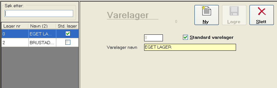 Varelager Dersom du skal ha produkter, må du også definere et (eller flere) varelager.