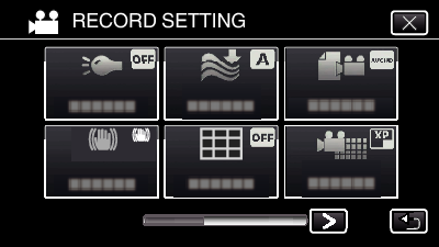 Innstillingsmeny Bruke menyen 0 TOP MENU: Her finner du alle elementer som er spesifikke for de ulike modusene (videoopptak, stillbildefotografering, videoavspilling og stillbildevisning) Bruke