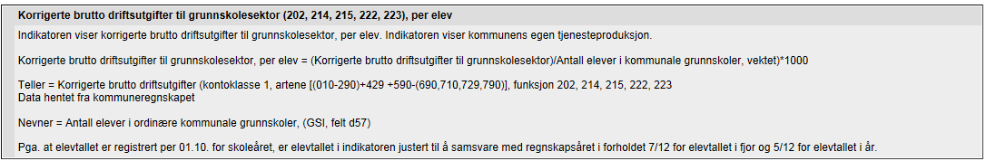 Gildeskål har fra 2007 frem til 2011 brukt mer ressurser på grunnskole enn sammenligningskommunene, men tidsserien viser en betydelig nedgang fra 2012-2013. I sum utgjør dette en nedgang på 5.