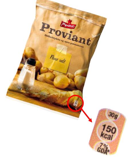 ) B Hvor stor må radien i en sirkel være for at arealet skal være 100 cm? B (Eksamen 1P vår 01, Del 1) En pose Maarud Proviant inneholder 150 g potetskiver.