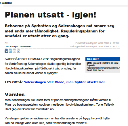 Regulerngsplan Sørbråten-Solemskogen