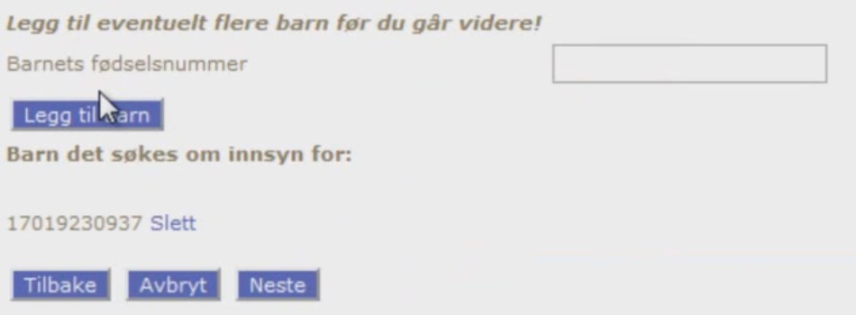 hugs å legge til fødselsnummer