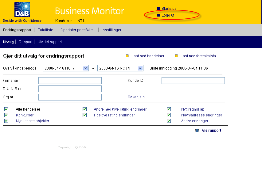 Skriv inn din brukerident og ditt passord, deretter klikk på knappen Logge på.