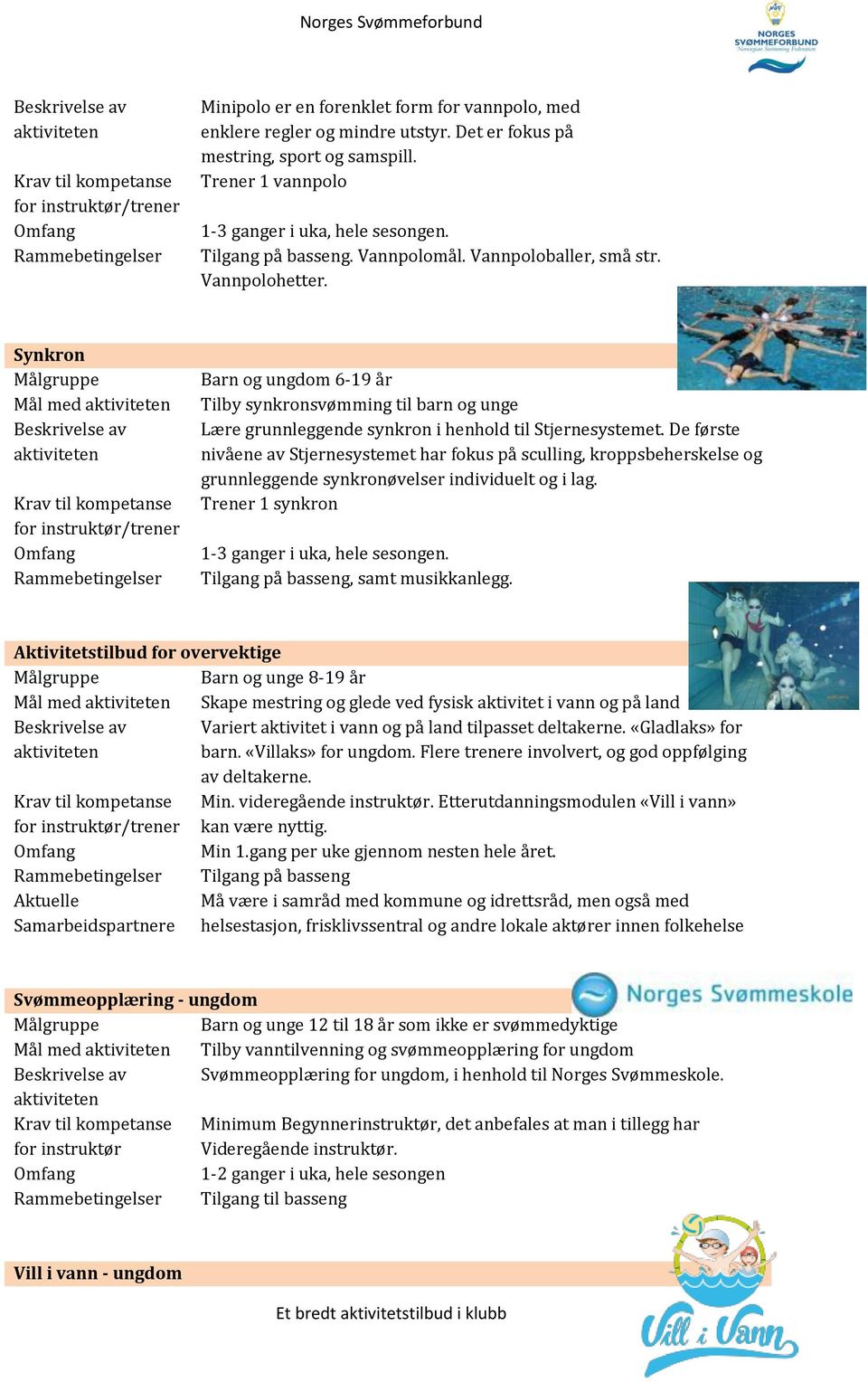 De første nivåene av Stjernesystemet har fokus på sculling, kroppsbeherskelse og grunnleggende synkronøvelser individuelt og i lag. Trener 1 synkron 1-3 ganger i uka, hele sesongen.