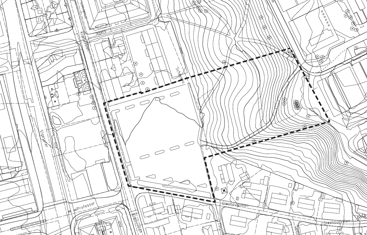 Figur 2 Foreløpig planavgrensning 2.3 Eierforhold Planområdet består av følgende eiendommer: Gnr/bnr. Hjemmelshaver m2 405/39 NTNU 8.232 405/177 NTNU 255.