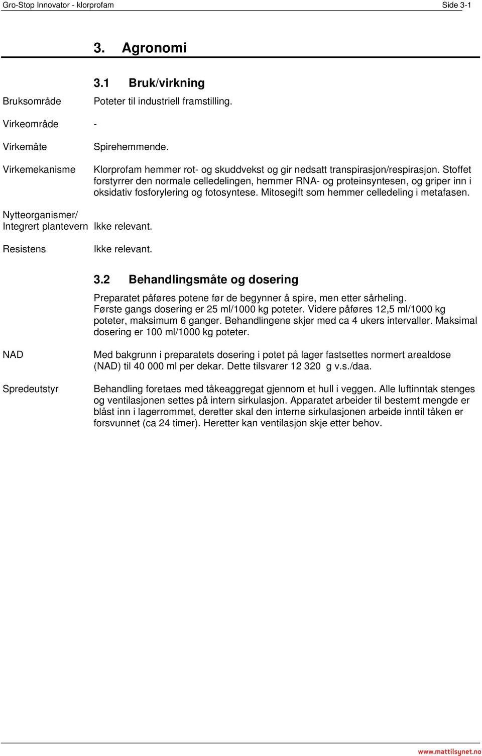 Stoffet forstyrrer den normale celledelingen, hemmer RNA- og proteinsyntesen, og griper inn i oksidativ fosforylering og fotosyntese. Mitosegift som hemmer celledeling i metafasen.